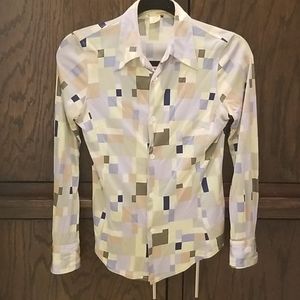 Equipment brand silk jersey pastel blocks.